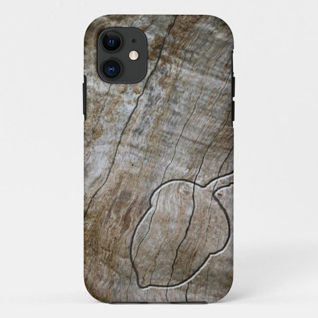Engraved effect acorn on wood Case-Mate iPhone case (Back)