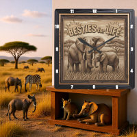 Engraved Elephant Mother Baby Savannah