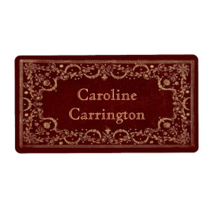 Engraved Gilt Leather Effect Personal Bookplate