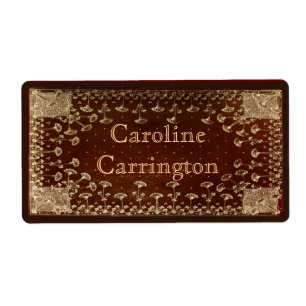 Engraved Gilt Leather Personal Bookplate Stickers