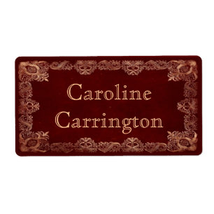 Engraved Gilt Leather Personal Bookplate Stickers