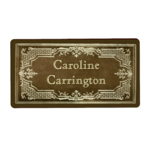 Engraved Gilt Leather Personal Bookplate Stickers