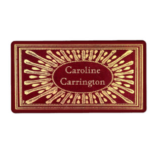 Engraved Gilt Leather Personal Bookplate Stickers