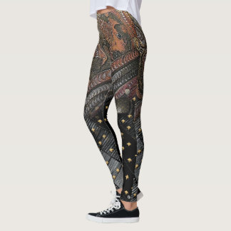 Engraved Imperial Samurai Leather Leggings