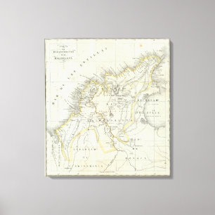 Engraved Map of Colombia Canvas Print