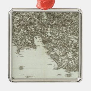 Engraved map of France 2 Metal Tree Decoration
