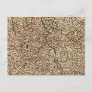 Engraved map of France Postcard