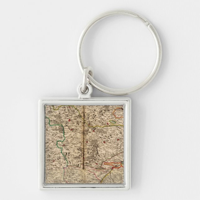 Engraved map of Germany's forests Key Ring (Front)