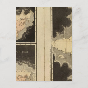 engraved maps of the world postcard