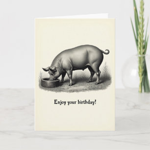 Engraved Pig Birthday Card