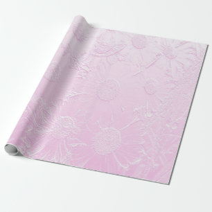 Engraved pink floral wrapping paper