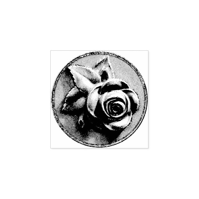 Engraved Rose Rubber Stamp (Imprint)