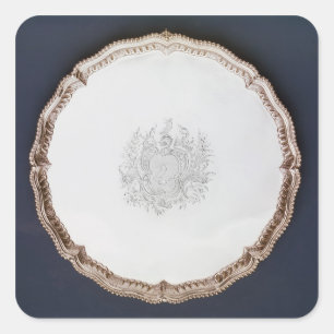 Engraved salver, 18th century square sticker