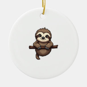 Engraved Sloth Tee Vintage Animal Art (2) Ceramic Tree Decoration