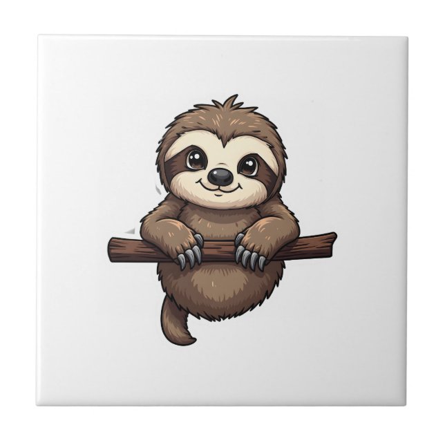 Engraved Sloth Tee Vintage Animal Art (2) Tile (Front)