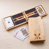 Engraved Stamped Monogram Birch Wood Cribbage Game