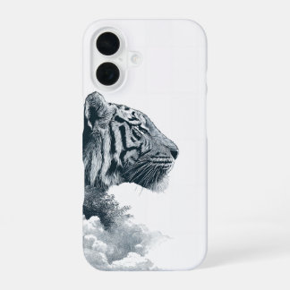 Engraved Tiger Profile Mystic Forest iPhone 16 Case