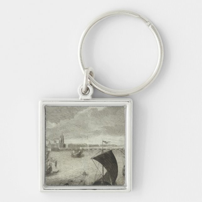Engraved View of Saint Petersburg 5 Key Ring (Front)