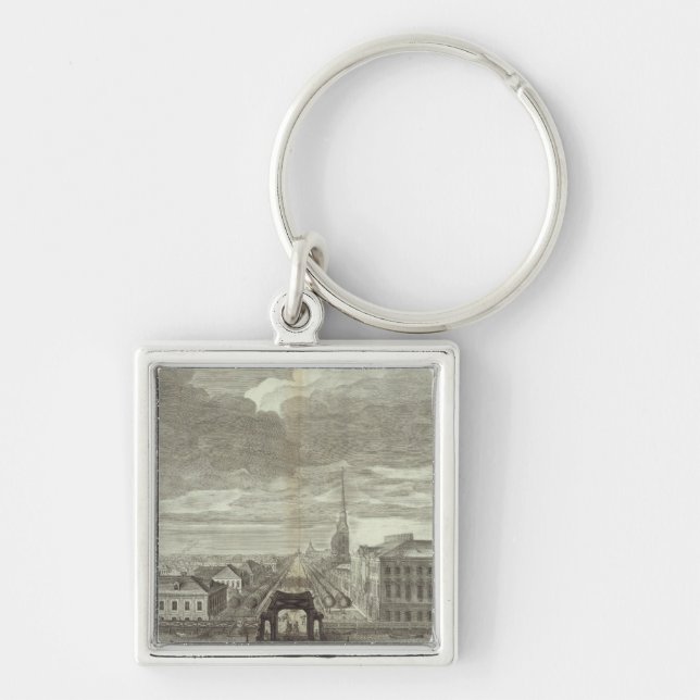 Engraved View of Saint Petersburg 6 Key Ring (Front)