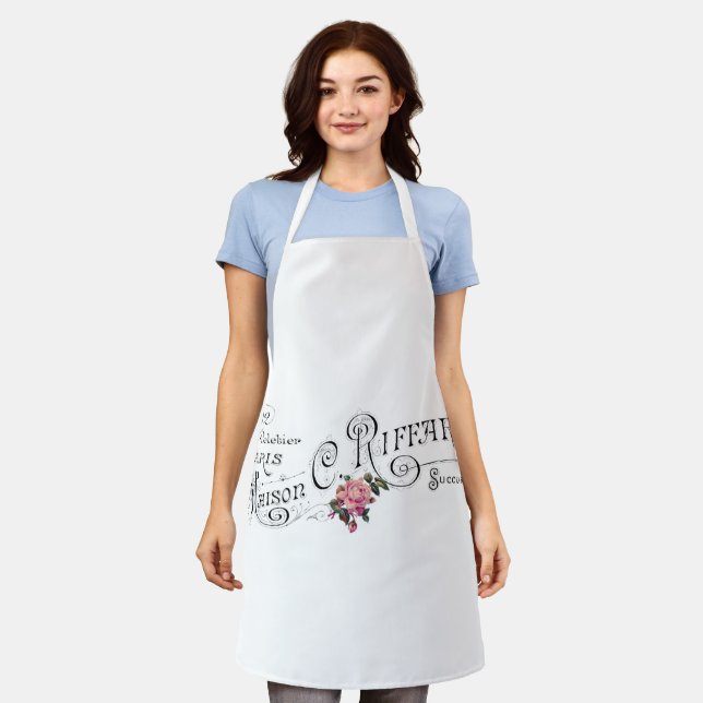 Engraved Vintage French Typography Apron (Worn)