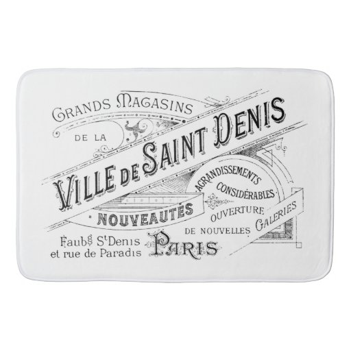 Engraved Vintage French Typography Bath Mat