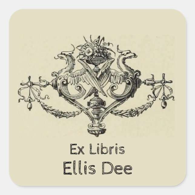 Engraving Exposition Universelle Bookplate 1900 Square Sticker (Front)