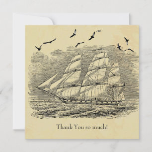 Engraving of a Clipper Ship Thank You Card
