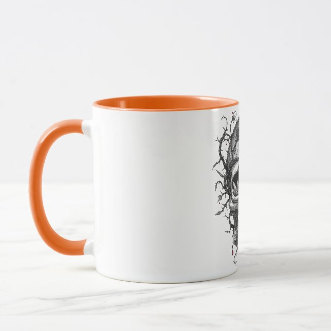 Engraving Skull Red Flower Mug (Left)