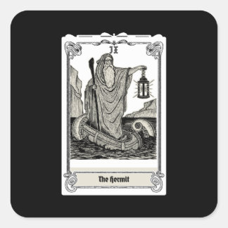 engraving tarot The Hermit IX Square Sticker