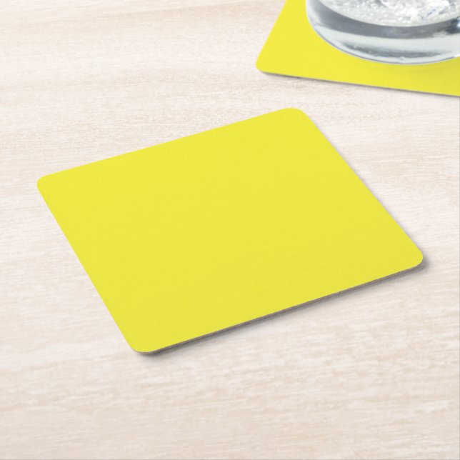 Enhance Your Design with Yellow Background  Square Paper Coaster (Angled)