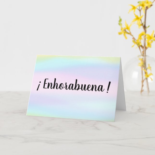 Enhorabuena Spanish Congratulations Watercolor Card (Yellow Flower)