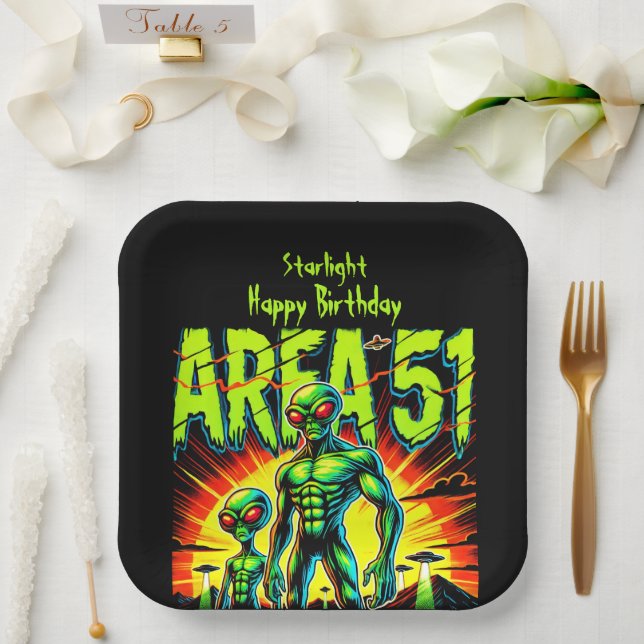 Enigmatic Aliens Appear Near Area 51 Paper Plate (Wedding)