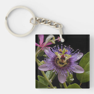 Enigmatic Beauty: the Purple Passion Flower Key Ring