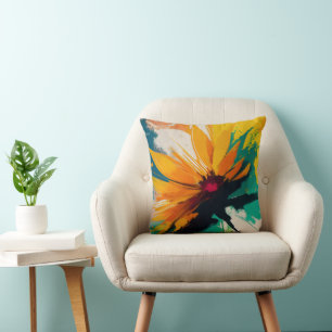 Enigmatic Blossom – A Dance Of Color And Motion Cushion