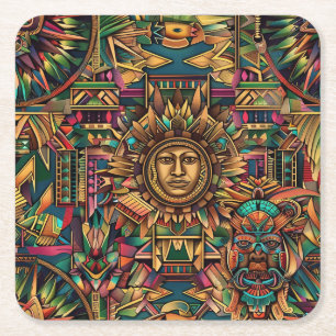 Enigmatic Blue "Aztec Dream" Drink Coasters