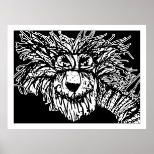 Enigmatic Creature Portrait -Black and White Drawi Poster