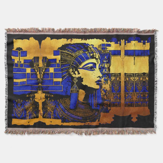Enigmatic Egyptian Pharaonic Manuscripts Throw Blanket (Front)
