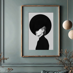 Enigmatic Elegance: Side Profile Oversized Hat Poster