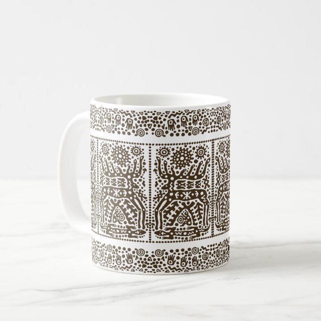 Enigmatic Engraving: Majestic Giant Deer Coffee Mug (Front Left)