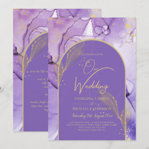 Enigmatic Lavender and Gold Purple Wedding Invitation