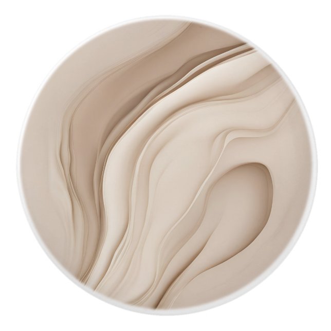 "Enigmatic Oasis" | Beige Abstract Art Ceramic Knob (Front)