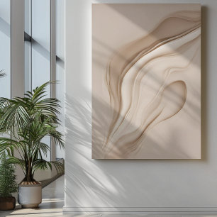 "Enigmatic Oasis"   Beige Abstract Art Poster