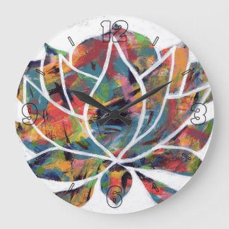 Enigmatic Oriental Lotus Flower Original Abstract Large Clock