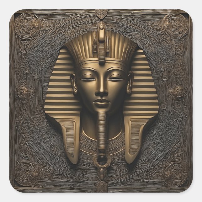 Enigmatic Pharaoh Sticker: Golden Elegance Square Sticker (Front)