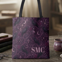 Enigmatic Plum Gothic Raven Monogram