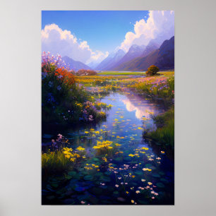 Enigmatic Swampy Meadow in the Valley Poster