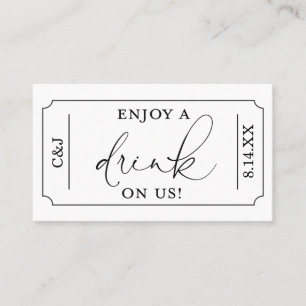 Enjoy a Drink on Us Wedding Drink Ticket