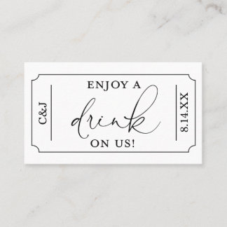 Enjoy a Drink on Us Wedding Drink Ticket
