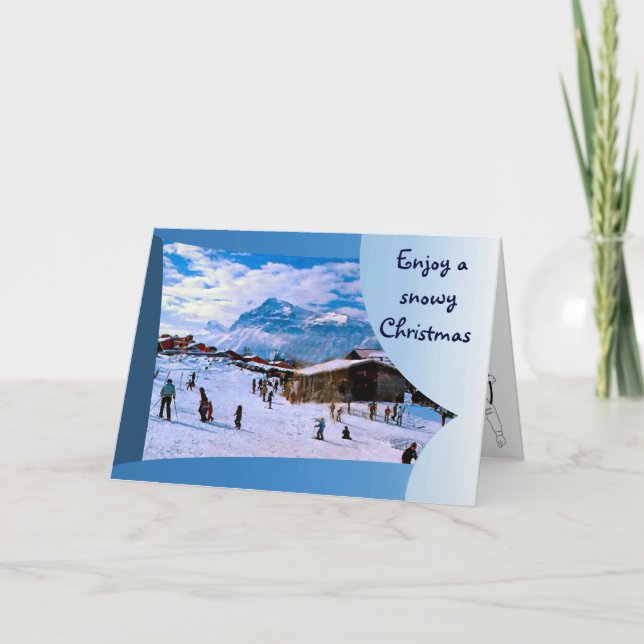 Enjoy a snowy Christmas in the French alps 1 Holiday Card (Front)