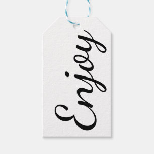 Enjoy Black and White Celebration Gift Tags